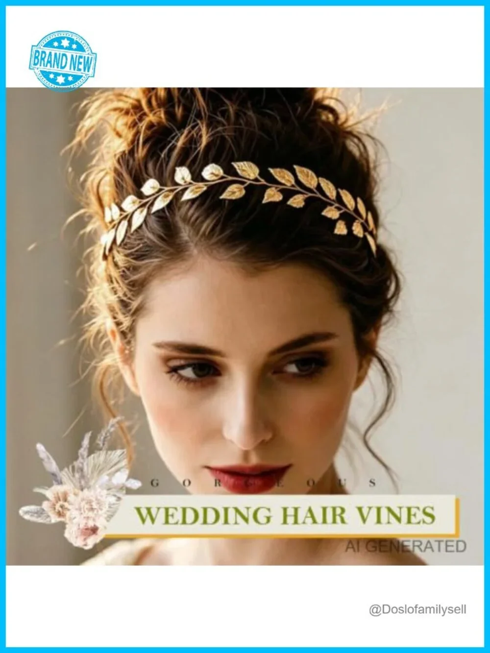 Gold Wedding Leaf Hair Vine Bridal Headpiece Accessory